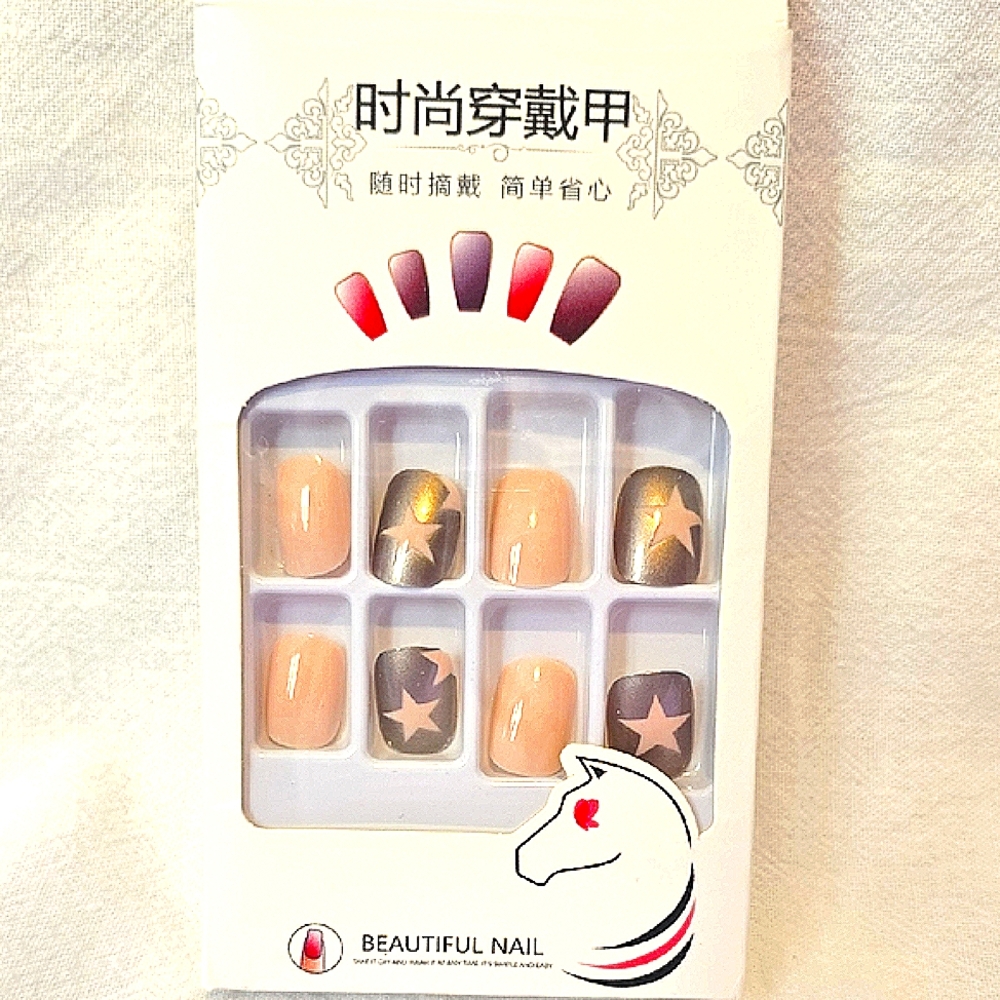 Star Design Press-On Nails - Pink and Purple Stocking Stuffers